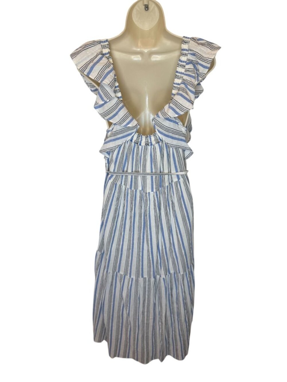 Apiece Apart Ossetia Tiers Dress in Seaside Stripe Cotton Gauze - Size 6 - Picture 4 of 8